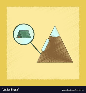 Flat shading style icon tent tourists snow vector image