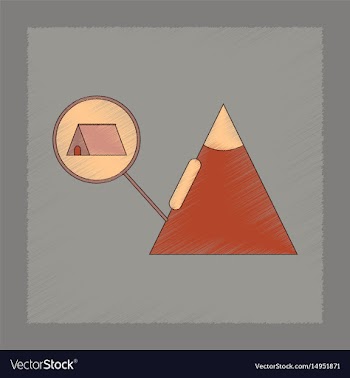 Flat shading style icon tent tourists snow vector image