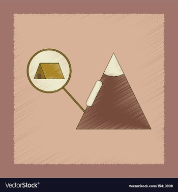 Flat shading style icon tent tourists snow vector image