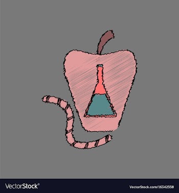 Flat shading style icon test-tube in apple and vector image