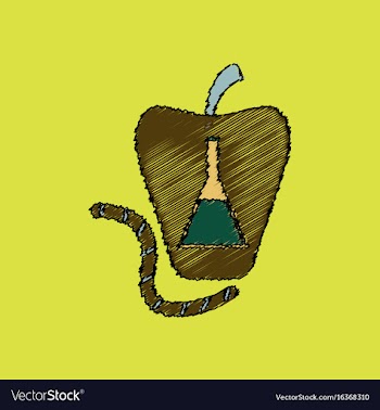 Flat shading style icon test-tube in apple and vector image