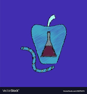 Flat shading style icon test-tube in apple and vector image