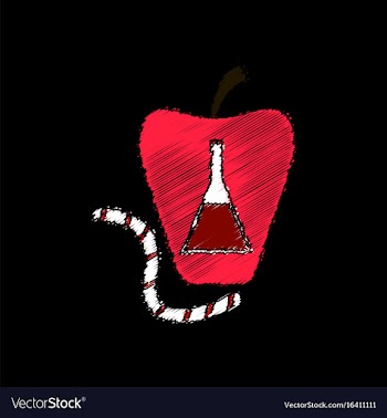 Flat shading style icon test-tube in apple and vector image