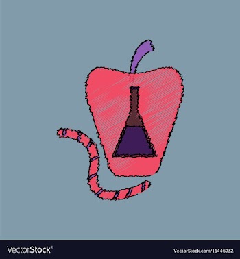 Flat shading style icon test-tube in apple and vector image