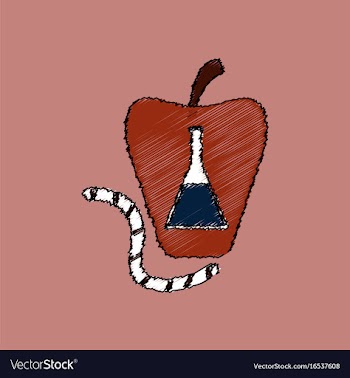 Flat shading style icon test-tube in apple and vector image