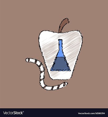 Flat shading style icon test-tube in apple and vector image