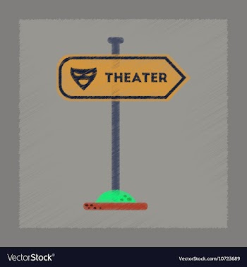 Flat shading style icon theater sign vector image