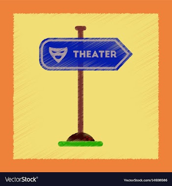 Flat shading style icon theater sign vector image