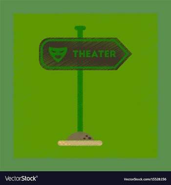Flat shading style icon theater sign vector image