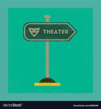 Flat shading style icon theater sign vector image