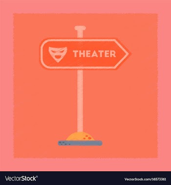 Flat shading style icon theater sign vector image