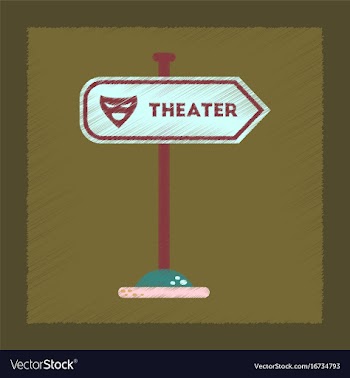 Flat shading style icon theater sign vector image
