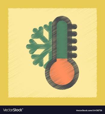 Flat shading style icon thermometer cold weather vector image