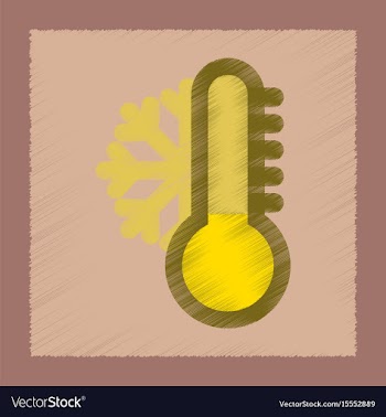 Flat shading style icon thermometer cold weather vector image