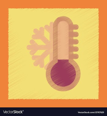 Flat shading style icon thermometer cold weather vector image