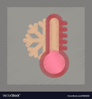 Flat shading style icon thermometer cold weather vector image