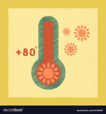 Flat shading style icon thermometer hot weather vector image