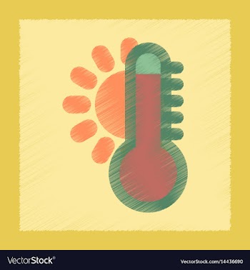Flat shading style icon thermometer hot weather vector image