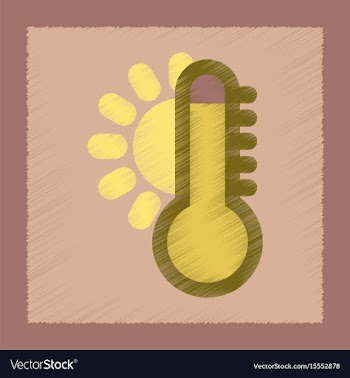 Flat shading style icon thermometer hot weather vector image