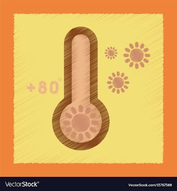 Flat shading style icon thermometer hot weather vector image
