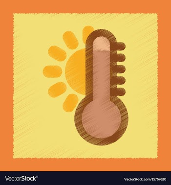 Flat shading style icon thermometer hot weather vector image