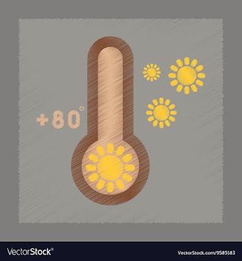 Flat shading style icon thermometer hot weather vector image