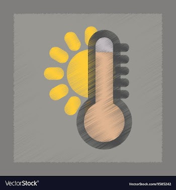 Flat shading style icon thermometer hot weather vector image