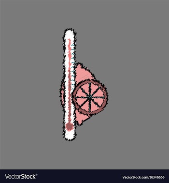 Flat shading style icon thermometer with lemon vector image