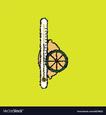 Flat shading style icon thermometer with lemon vector image