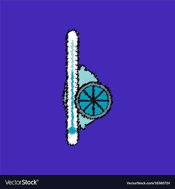 Flat shading style icon thermometer with lemon vector image