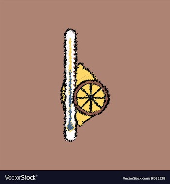 Flat shading style icon thermometer with lemon vector image
