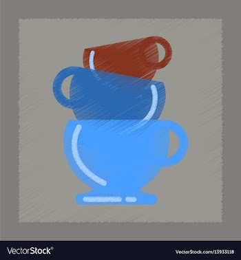 Flat shading style icon three cups vector image