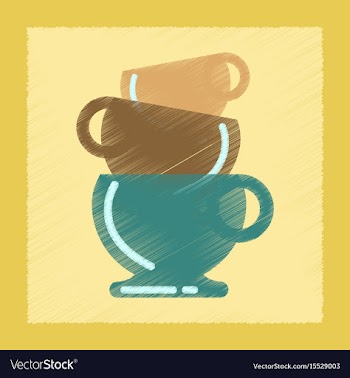 Flat shading style icon three cups vector image