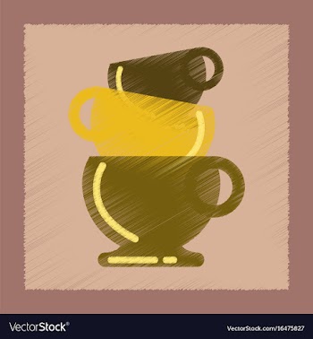 Flat shading style icon three cups vector image