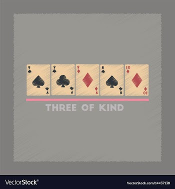 Flat shading style icon three of a kind vector image