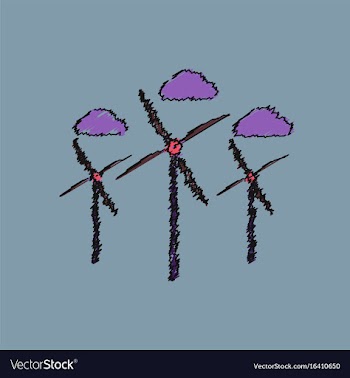 Flat shading style icon three wind turbines vector image