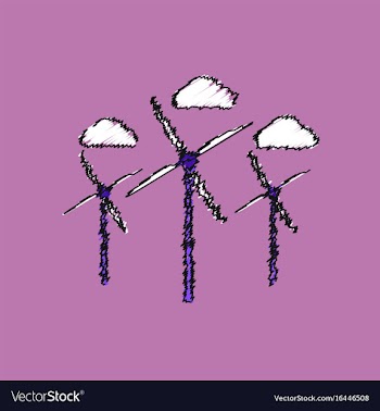 Flat shading style icon three wind turbines vector image