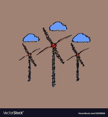 Flat shading style icon three wind turbines vector image