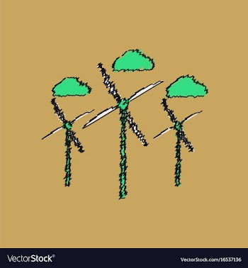 Flat shading style icon three wind turbines vector image