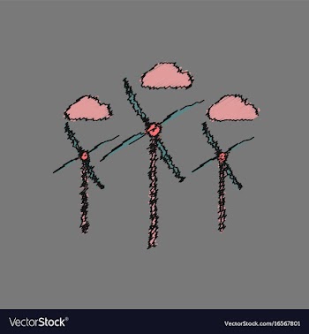 Flat shading style icon three wind turbines vector image