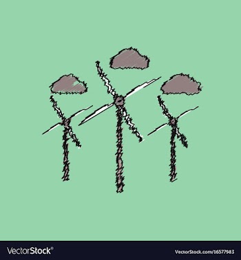 Flat shading style icon three wind turbines vector image