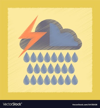 Flat shading style icon thunderstorm rain cloud vector image