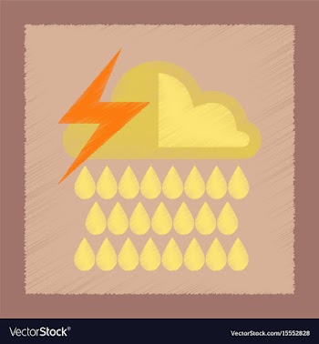 Flat shading style icon thunderstorm rain cloud vector image