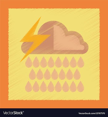 Flat shading style icon thunderstorm rain cloud vector image