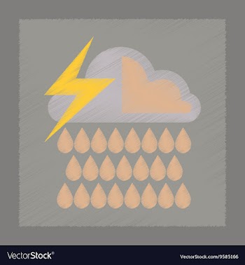Flat shading style icon thunderstorm rain cloud vector image