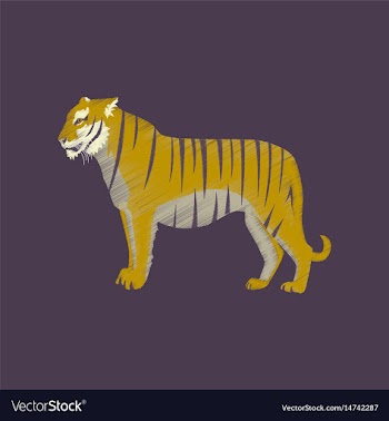 Flat shading style icon tiger vector image