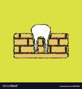 Flat shading style icon tooth and gum vector image