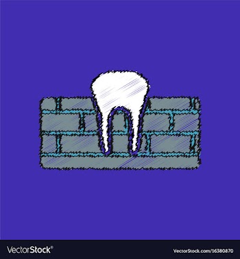 Flat shading style icon tooth and gum vector image