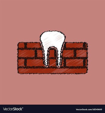 Flat shading style icon tooth and gum vector image
