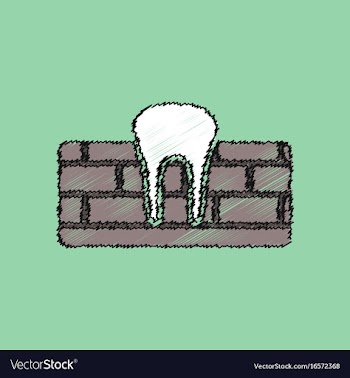 Flat shading style icon tooth and gum vector image